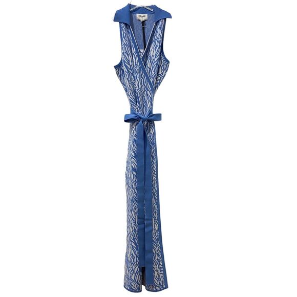 NWT DVF for Target Sea Twig Blue Sleeveless Knit Midi Wrap Dress Women's Size M - Picture 4 of 8